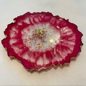 COPY - Glitter Resin Coaster- pink and gold